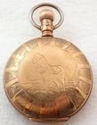 ANTIQUE 18s ELGIN GRADE 70 17 JEWEL BRASS ENGRAVED HORSE HUNTER POCKET WATCH