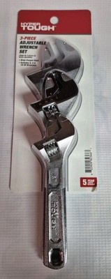 3-Piece HYPER TOUGH Adjustable Wrench Set   Includes 6  8  10  Wrenches