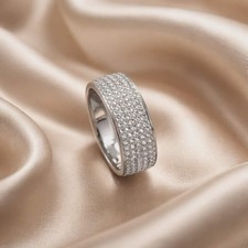 Silver Diamonds Ring Women Men Large with the Gift Box