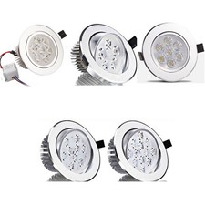 27w 15w 21w Dimmable Recessed Led Ceiling Down Light Spotlight Lamp Round Silver