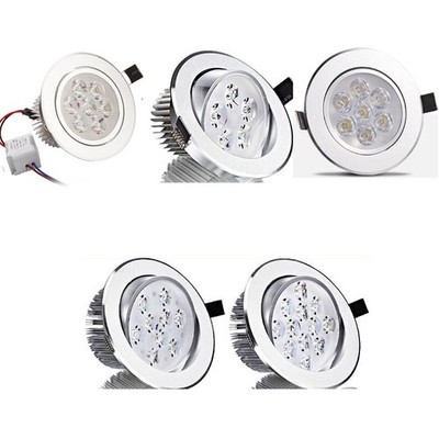 27W 15W 21W Dimmable Recessed LED Ceiling Down Light Spotlight Lamp Round Silver