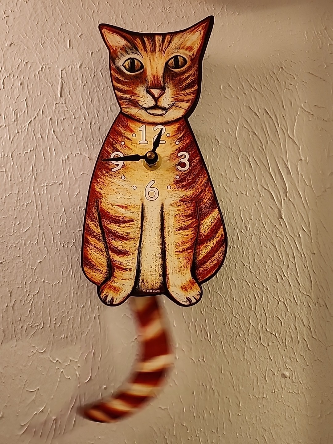 Pink Cloud Gallery Cat Clock Orange Cat Swinging Tail