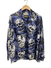 WACKO MARIA Long Sleeve Shirt S BLU All Over Pattern
