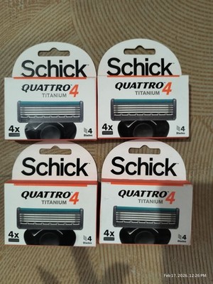 Schick Quattro Titanium 4 Blade Refills 16 Total Cartridges 4 Packs X 4 