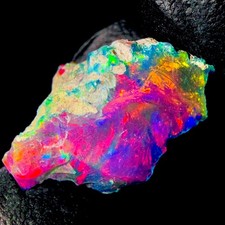 10 Ct Black Ethiopian Opal Rough, Jewelry Grade Welo Opal Rough, Multi Fire Opal
