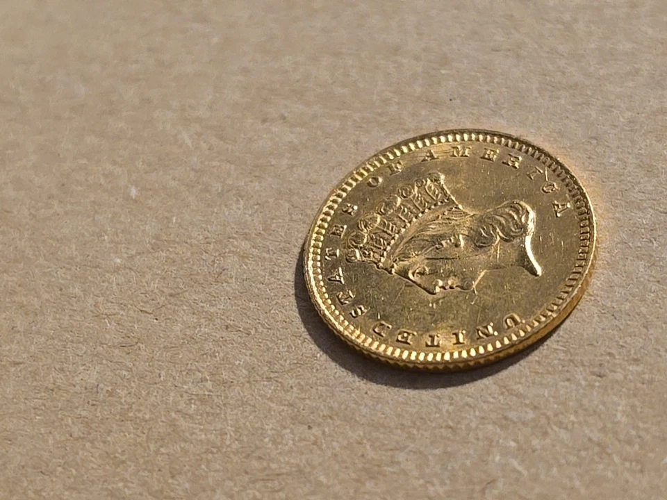 1874 Gold United States Type 3 Princess Head $1 Dollar - Image 3 of 4