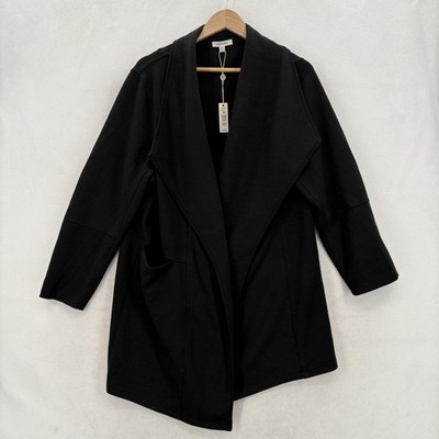 Max Studio Coatigan Jacket Womens Plus 2X Black Knit Open Front Pockets NWT