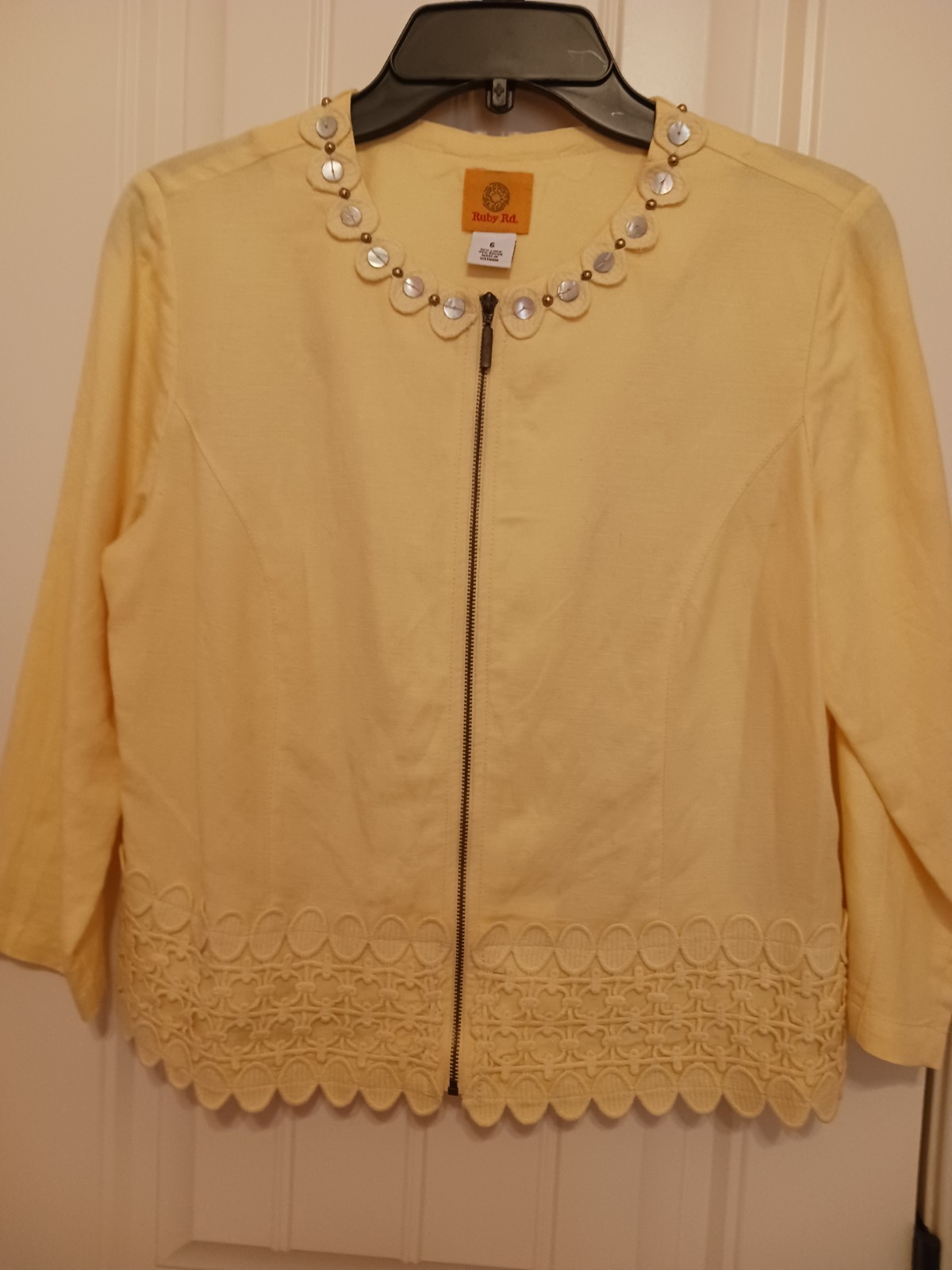 Ruby Rd Yellow Zip Top/Jacket with Embellished Ne… - image 1