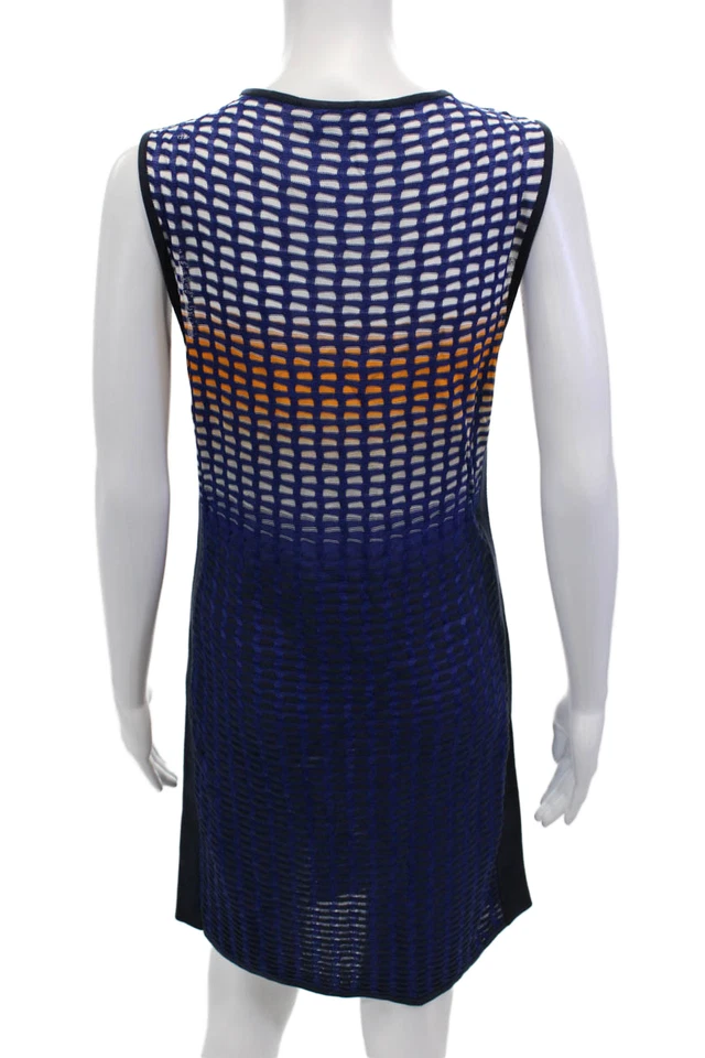 Vestido lápiz tejido sin mangas Magaschoni para mujer algodón ombre azul naranja talla M Foto 3 de 4