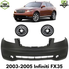 Front Bumper Cover Primed Plastic Fog Lights Kit For 2003-2005 Infiniti Fx35