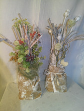 *2x Blumen-BirkenRinden-Gesteck in PapierTüten* Shabby*LandHaus*FensterbankDeko*