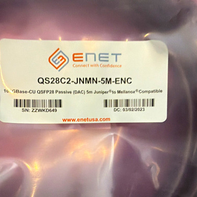 ENET QSFP28 Passive Direct Attach Copper (DAC) Cable 5m Black Juniper/Mellanox