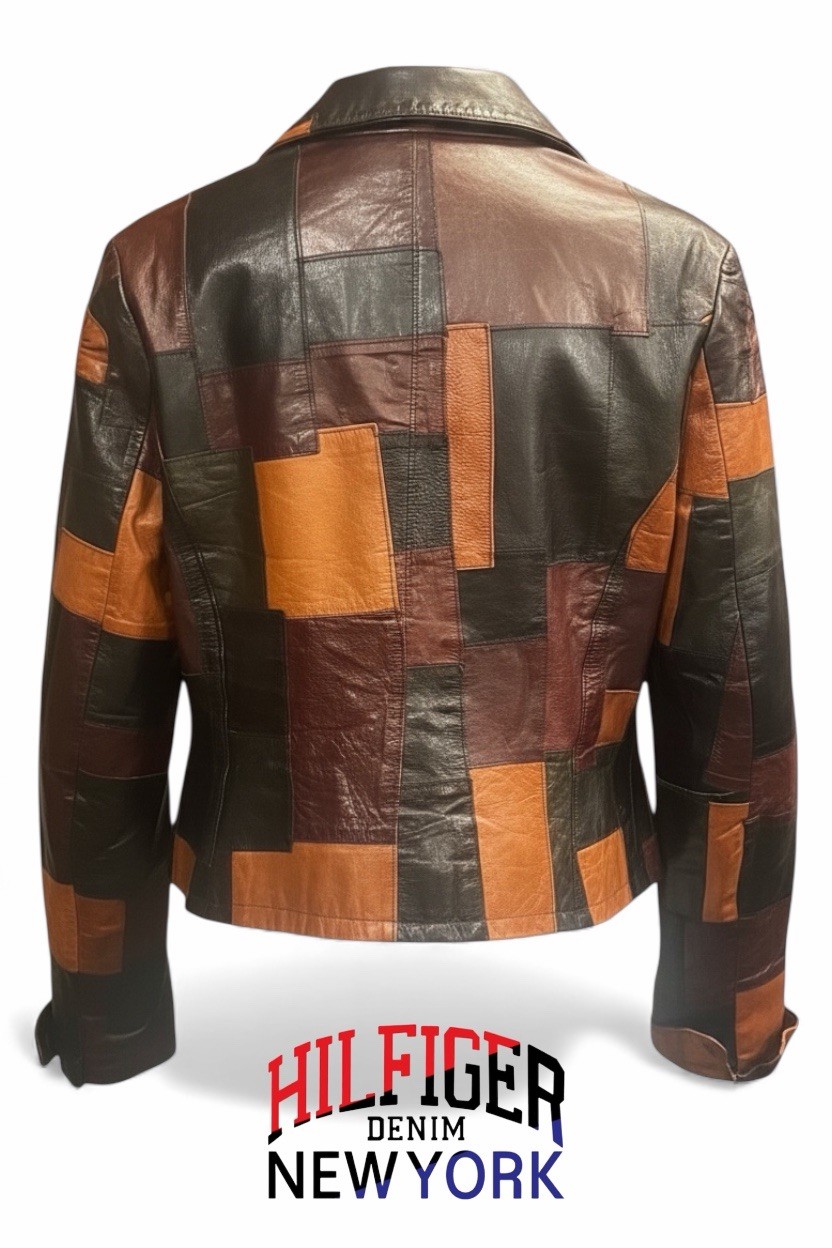 Rare Tommy Hilfiger SAMPLE leather patchwork, jac… - image 4