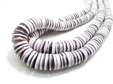 Natural Graduated Purple White Wampum Shell Heishi Disc 8  14mm Beads PG267