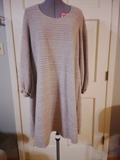Taupe Color Sweater Dress With Removable Cowl Neckline - Size X-large