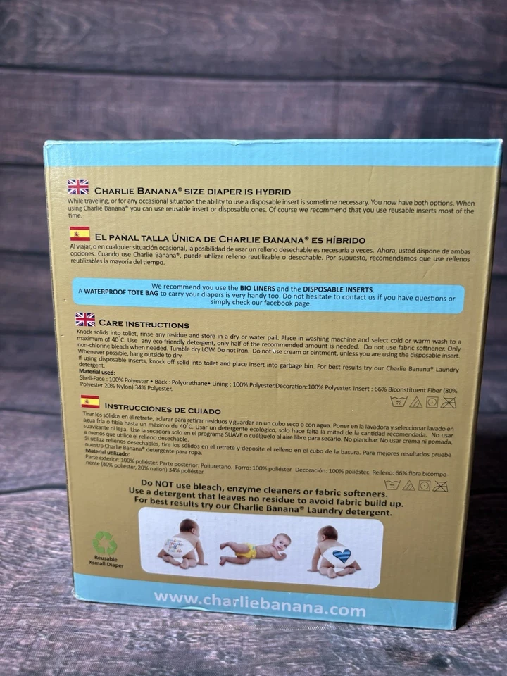 Charlie Banana Reusable Diapers 3x-small 3 Inserts - Image 3 of 3