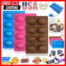 Food-Grade Silicone Egg Shape Molds - Reusable 8-Cavity Baking Set in 3 Colors