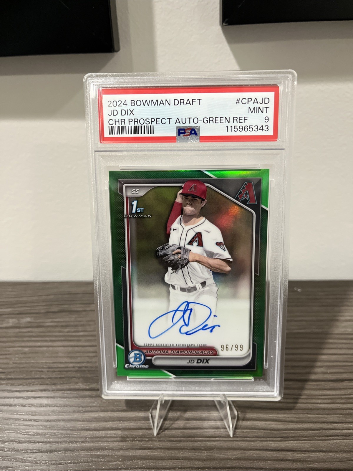 2024 Bowman Draft Chrome Auto #CPAJD JD Dix Green Ref /99 PSA 10