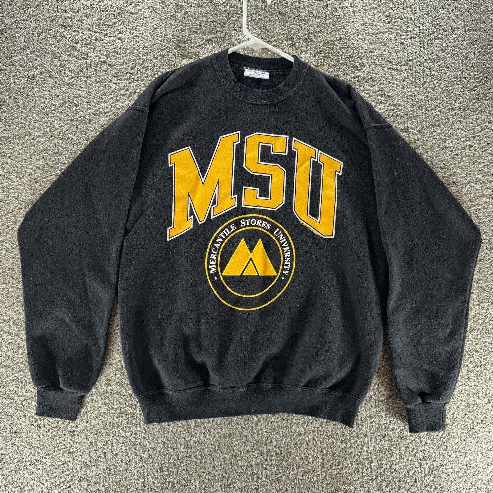 Vintage 90s MSU Sweatshirt Mens L Crew Neck Mercantile Stories University USA