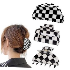 Womens Checkered Hair Clip Medium Checkered Claw Medium checkered claw clip