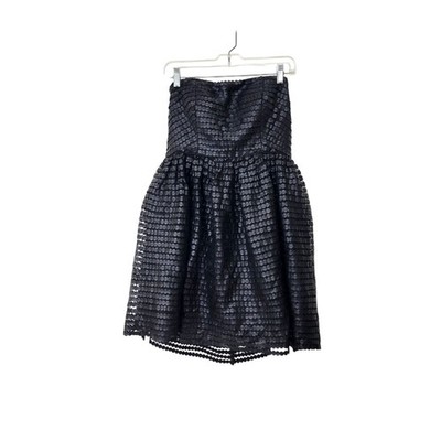 Strapless Black Textured Faux Leather Mini Dress