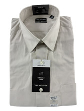 Van Heusen Wrinkle Free Poplin Stone Mens 18 32/33 Button Down Dress Shirt 2XL