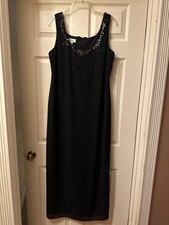 Patra || Long Black Sleeveless Dress || Size 14 || Evening Wear w/ Sequins