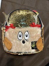 Justice Backpack The Grinch MAX Sequin Gold Fuzzy Mini Backpack