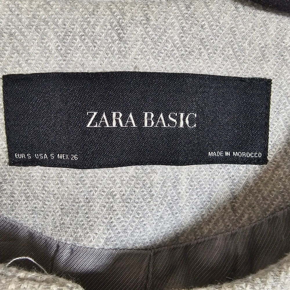 Zara Basic sGray Coat Herringbone Jacket Zip Up P… - image 6