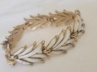 Vintage Signed Crown Trifari Enamel Gold Tone Bracelet