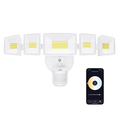 5 Heads 120W 12000LM Smart LED Security Lights Motion Sensor Outdoor, APP Con...