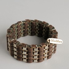 Bracciale Max Mara Vintage Pelle Acciaio Italia Anni 80 Originale