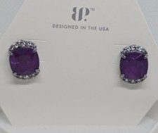 Bomb Party OG Earrings 'Empowered Diva' Amethyst On Hematite Studs