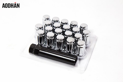 Lot De 20 écrous De Roue Tuner Spline M12x1.25 - Chrome - Conique 60° + Clé De Retrait