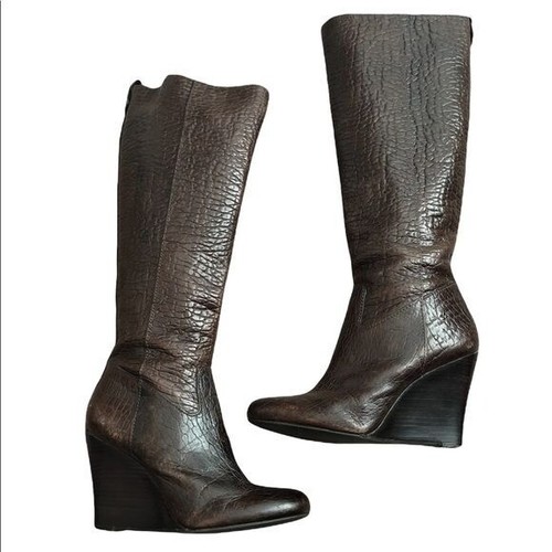 TORY BURCH Dabney Brown Pebbled Leather 