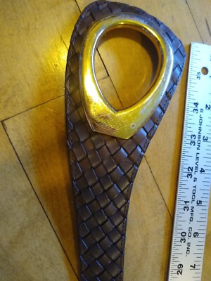 Coldwater Creek Light Brown woven Leather Belt S/M Brass  display picture 1
