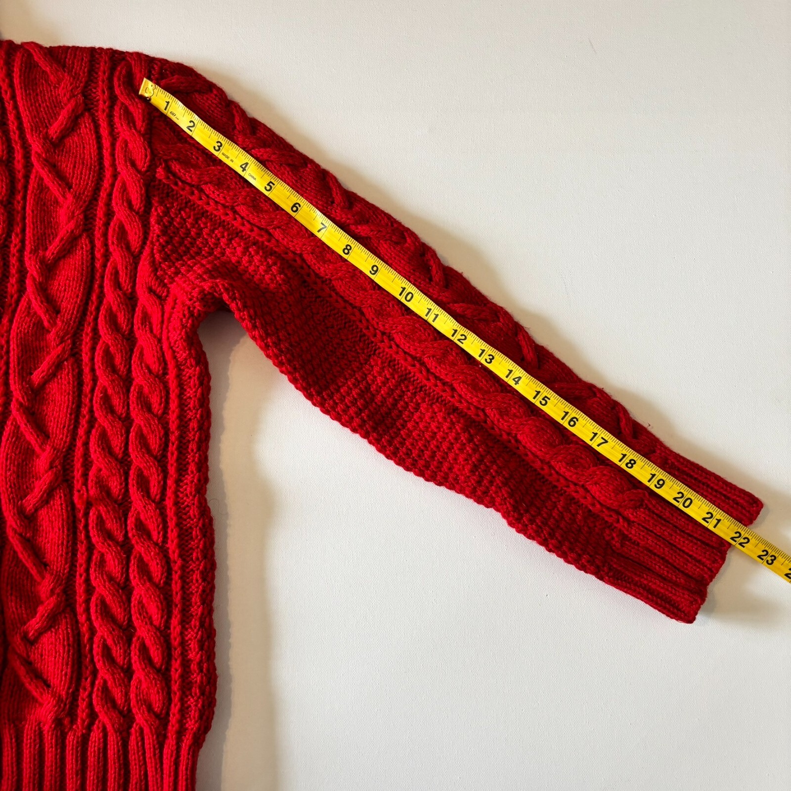 Vintage Peregrine Wool Sweater Cardigan Cable Knit Red Medium Missing 1 Button