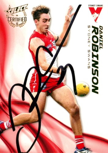 Signed 2016 SYDNEY SWANS AFL Card DANIEL ROBINSON
