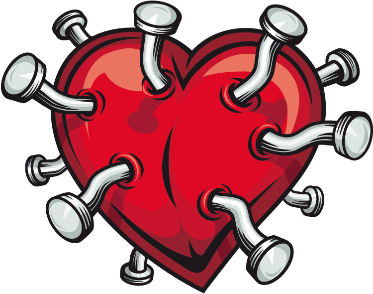 Heart Nail Love Car Bumper Sticker Decal 5" x 4"