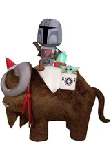 7' Star Wars Mandalorian and Grogu on Bantha Christmas Inflatable Decoration NIB