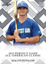 Macon Winslow 2022 Leaf Perfect Game Nike AA Classic Aflac Game Day Rookie