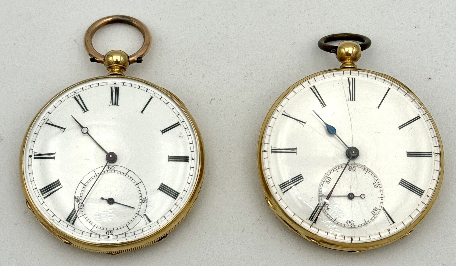 2 X Pocket Watch Escapement 13 Ancre Aiguelles 18K Incl. Kette&holzbox