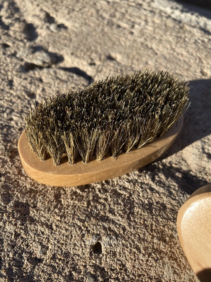 Cepillo de barba de cerdas de jabalí para hombre bolsillo 3" mango de madera bigote aseo verde octo Foto 4 de 4