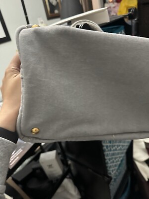PRADA CANAPA Gray Denim Canvas Tote shoulder Bag L size(w14in×h9in