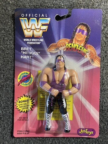 WWF WWE Bret Hitman Hart BEND EMS JusToys 1994 act...