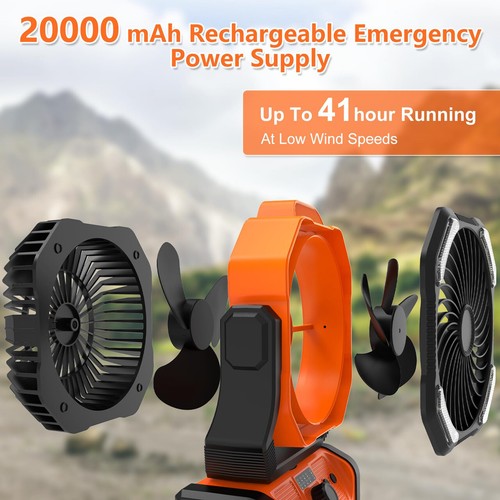 yiiard Portable Camping Fan with Light & Remote Control, 2.0 Ah Battery Powered - Picture 6 of 7