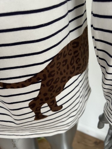 Womens Joules Harbour Top Size 6 Cream Stripe Sausage Dog Long Sleeve NEW OP96 - Picture 4 of 17