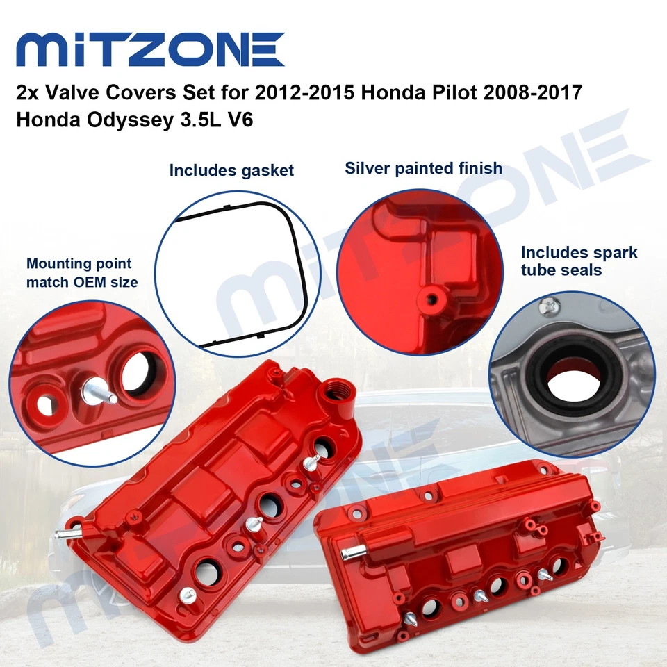 Juego de 2 fundas de válvula rojas para Honda Pilot 2012-2015 2008-2017 Honda Odyssey 3,5 L🚗 Foto 4 de 4