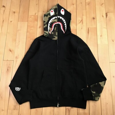 BAPE camo shark full zip hoodie a bathing ape NIGO Black Size M | eBay