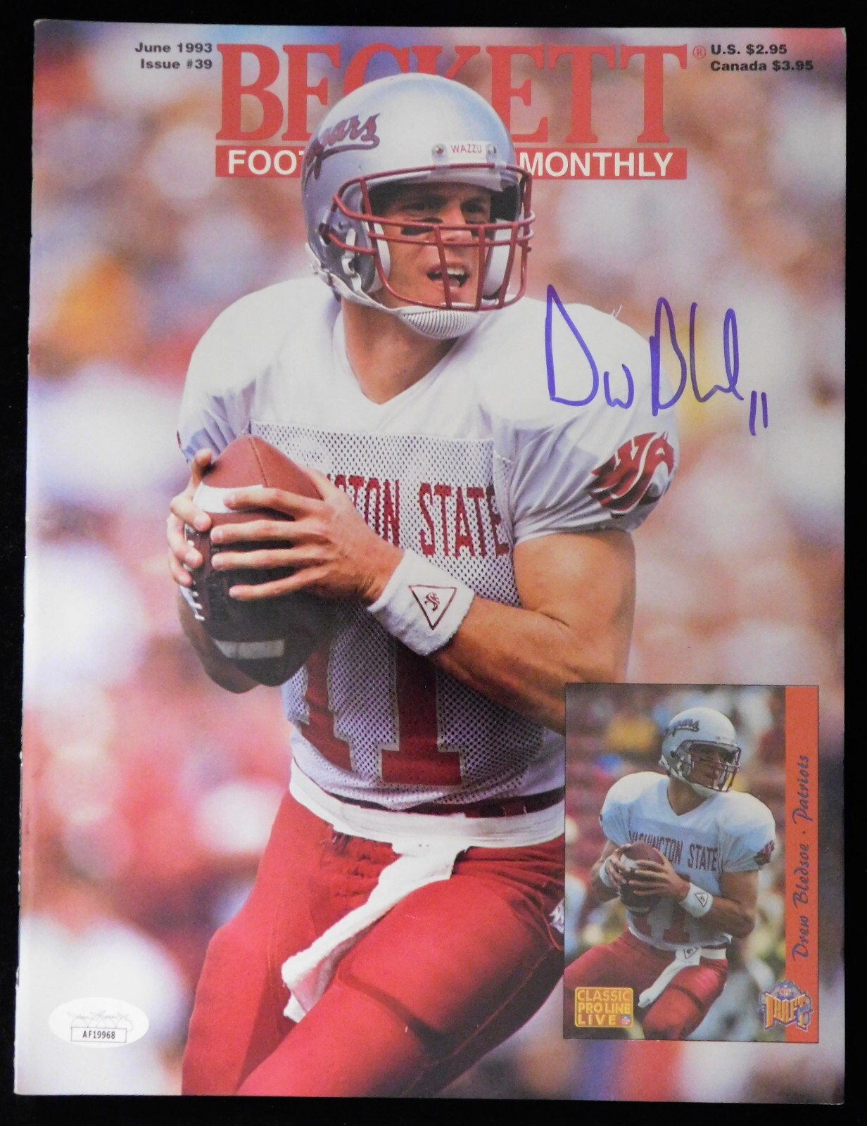 Drew Bledsoe Autographed Signed Washington State Cougars Beckett Football Monthly Magazine JSA Authenticated 